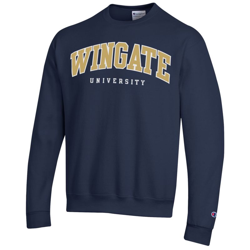 Navy Powerblend Wingate University Tackle Twill Crewneck Sweatshirt