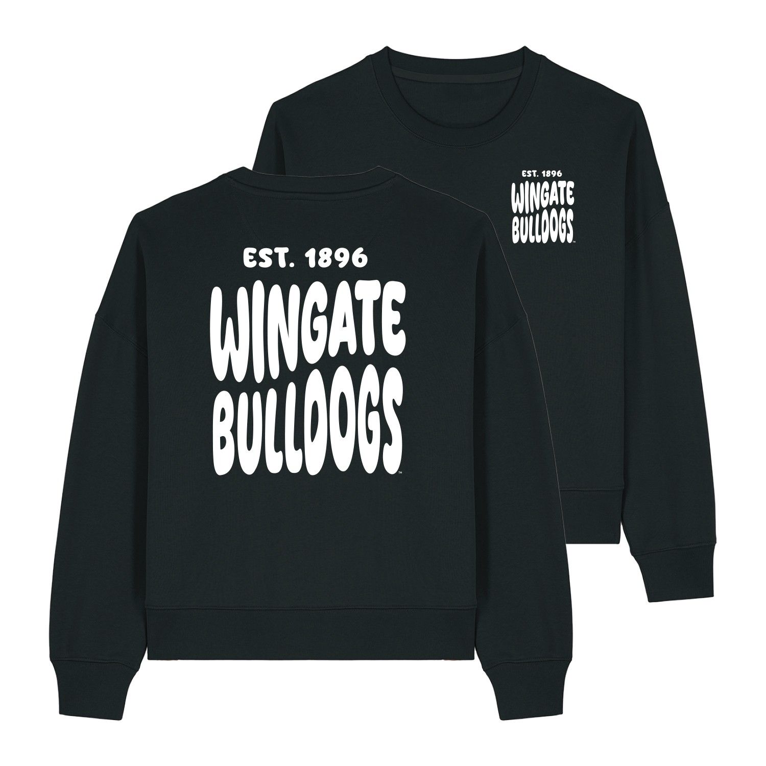 Black Est 1896 Wingate Bulldogs OC Crewneck Sweatshirt, Size: MD