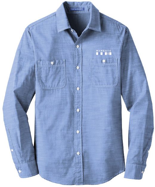 Mens Chambray Wingate 1896 Flag Slub Chambray Button Down Long Sleeve Dress Shirt, Size: MD