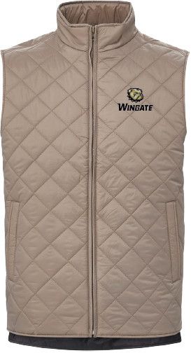 Mens Tan Dog Head Wingate Embroidered Puffer Full Zip Vest, Size: MD