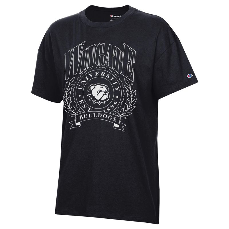 Black Wingate University W Est 1896 Bulldogs Oversized Short Sleeve T Shirt