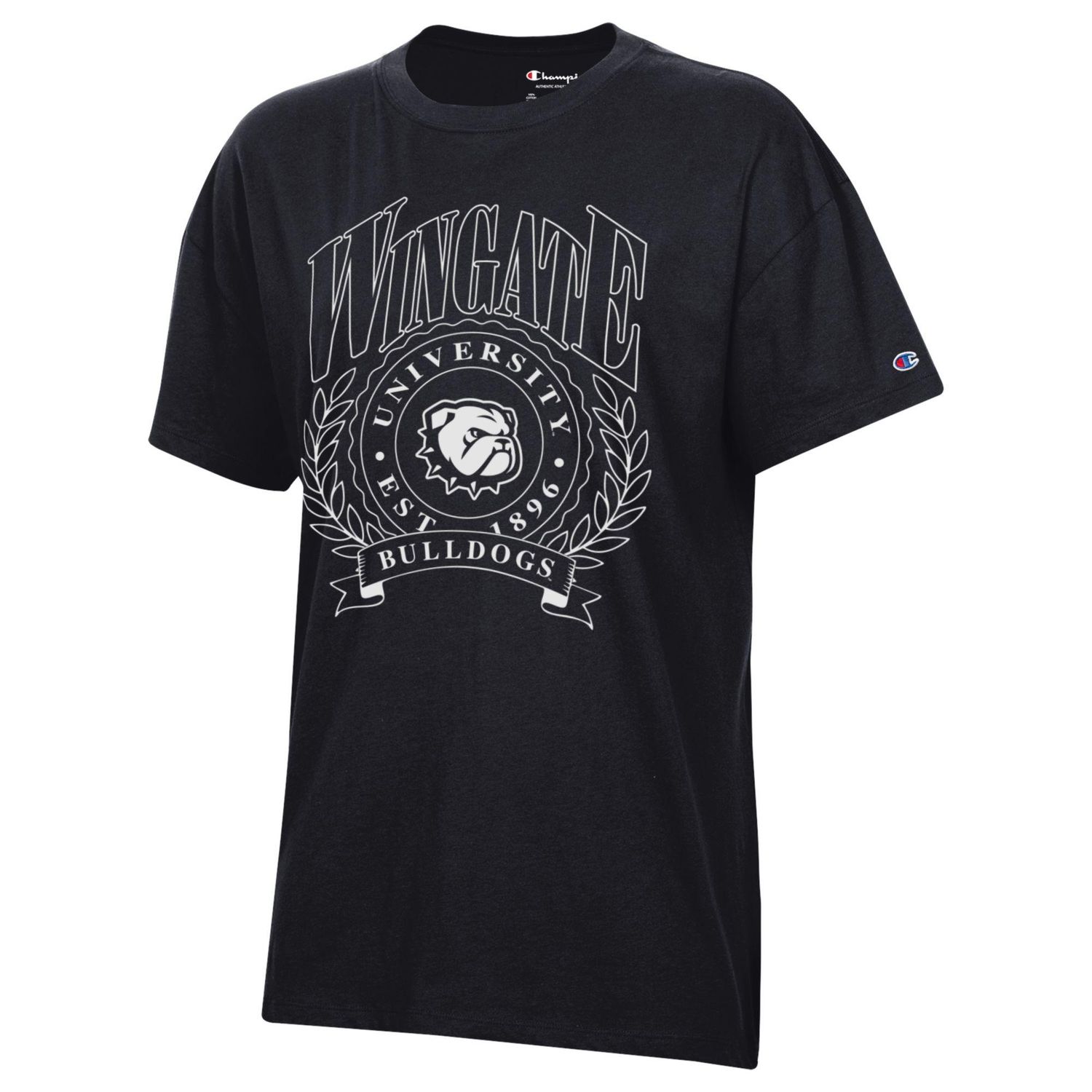 Black Wingate University W Est 1896 Bulldogs Oversized Short Sleeve T Shirt, Size: SM/MD