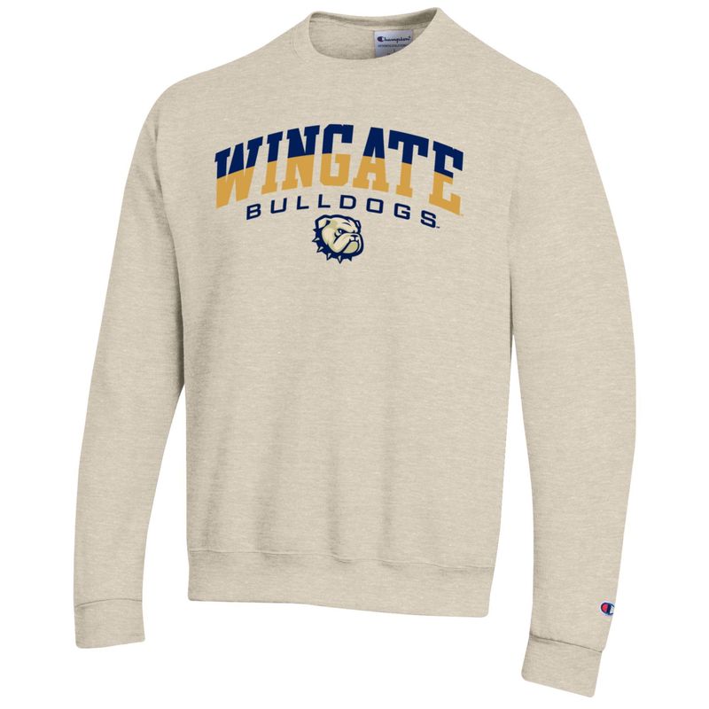 Oatmeal Wingate Bulldogs Dog Head Powerblend Crewneck Sweatshirt