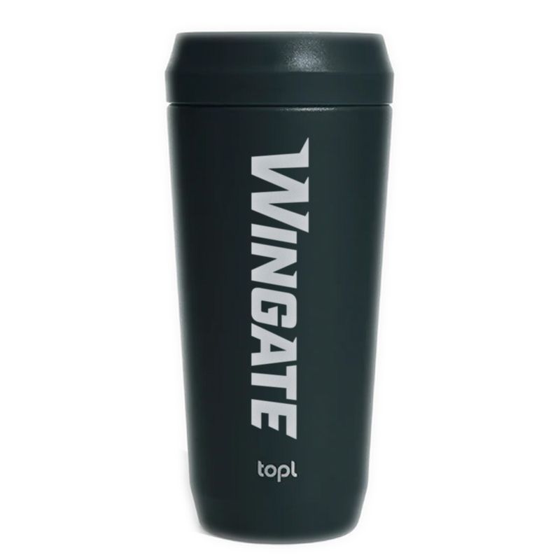 20oz Charcoal Wingate Bulldogs Laser Engraved TopL To Go Double Wall Recycled Stainless Steel 360 Drink Thru Leak Proof Locking Lid