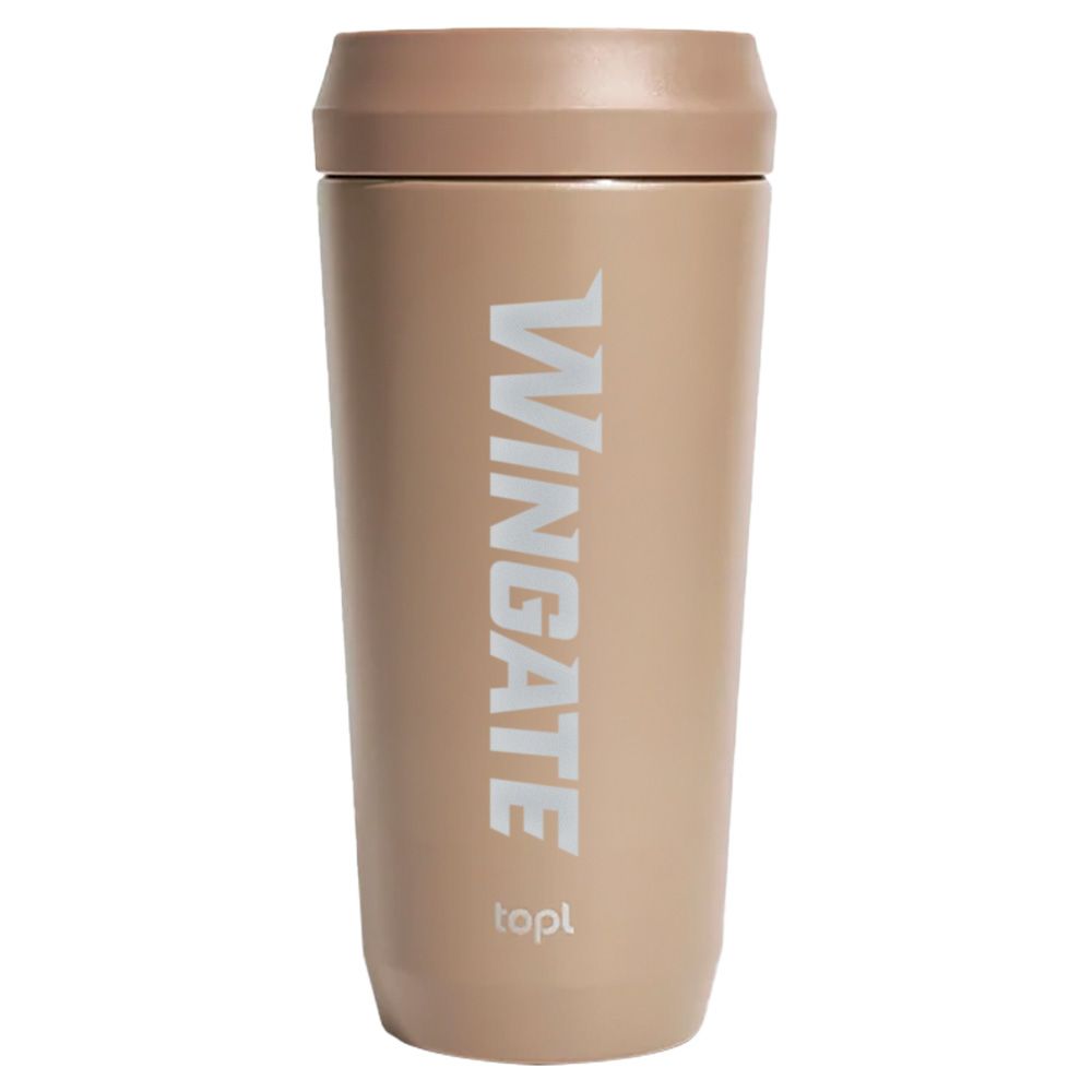 20oz Almond Wingate Bulldogs Laser Engraved TopL To Go Double Wall Recycled Stainless Steel 360 Drink Thru Leak Proof Locking Lid
