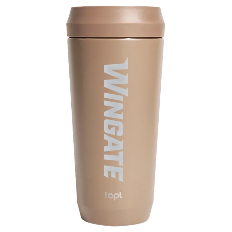 20oz Almond Wingate Bulldogs Laser Engraved TopL To Go Double Wall Recycled Stainless Steel 360 Drink Thru Leak Proof Locking Lid
