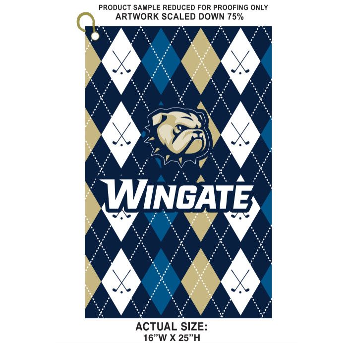 Navy White Vegas Dog Head Wingate Argyle Golf Towel