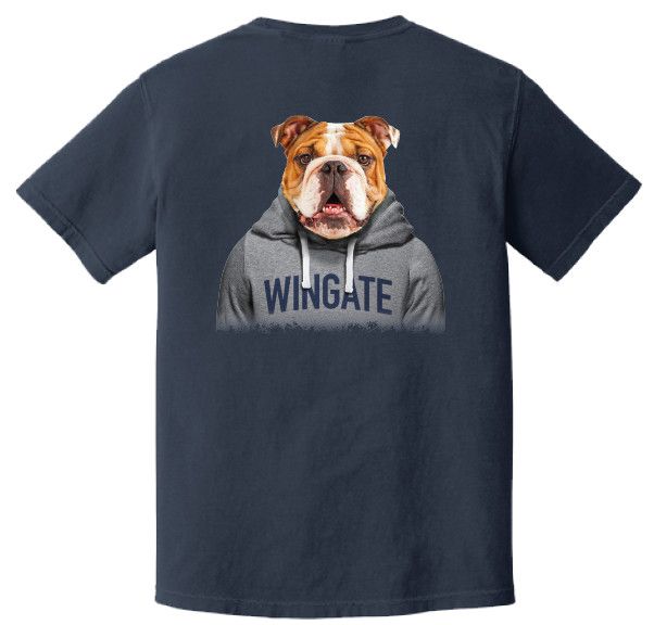 Navy Wingate Bulldogs Lifelike Dog Short Sleeve T Shirt