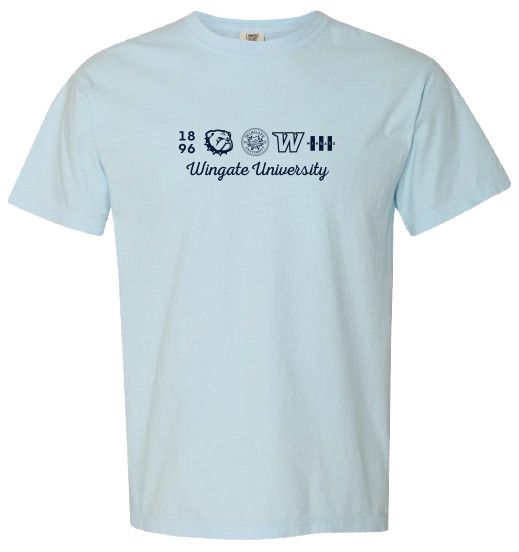 Light Blue Wingate University Logo Embroidered Short Sleeve T Shirt