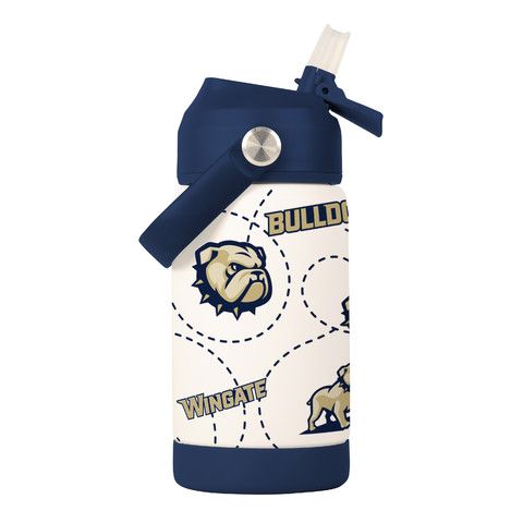 12oz White Navy Lid Dog Head W Powder Coated Stainless Kids Bottle