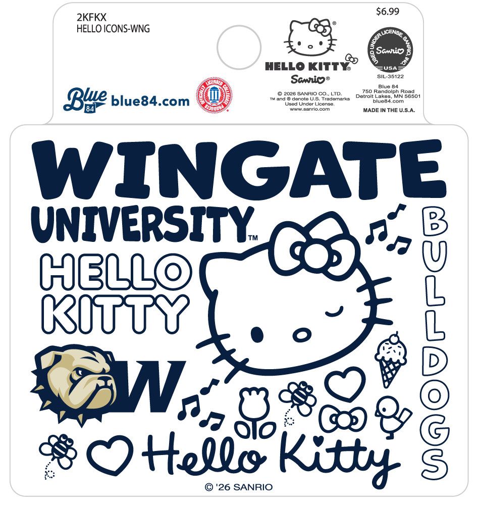 Wingate University Bulldogs Hello Kitty Sticker Decal