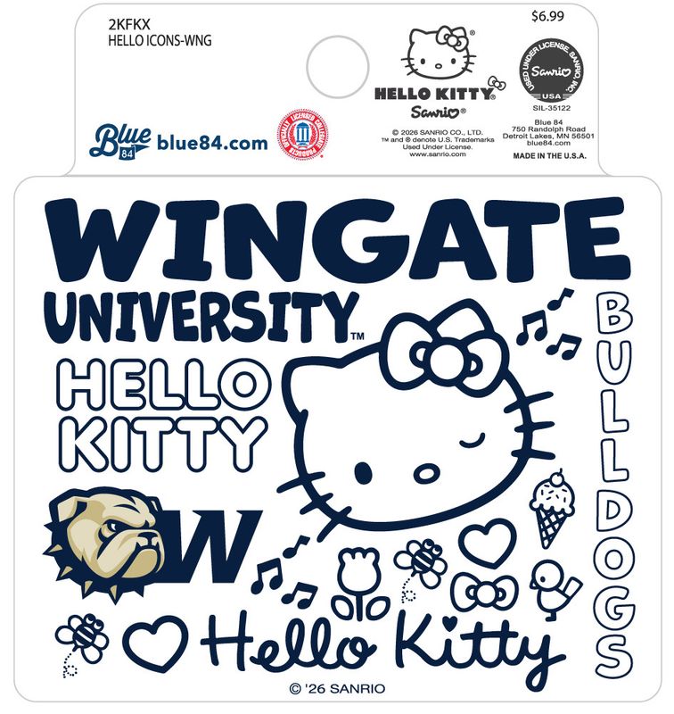 Wingate University Bulldogs Hello Kitty Sticker Decal