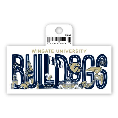 4.3" x 2" Regina Doodles Art Wingate University Bulldogs Vinyl Sticker