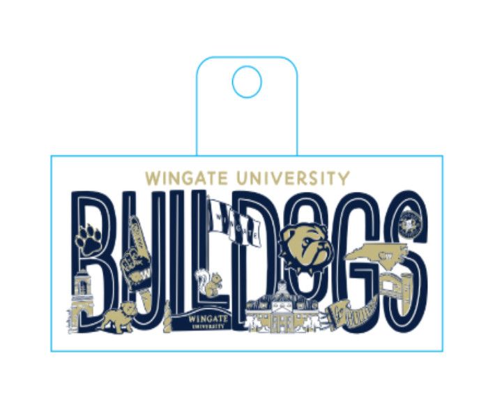 4.3" x 2" Regina Doodles Art Wingate University Bulldogs Vinyl Sticker