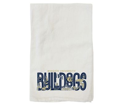 Regina Doodles Art Wingate University Bulldogs 100% Organic Cotton Tea Towel