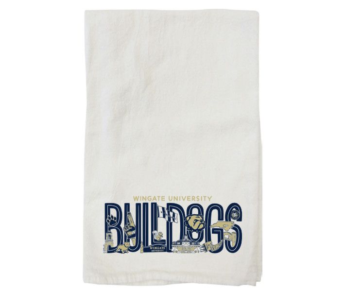 Regina Doodles Art Wingate University Bulldogs 100% Organic Cotton Tea Towel