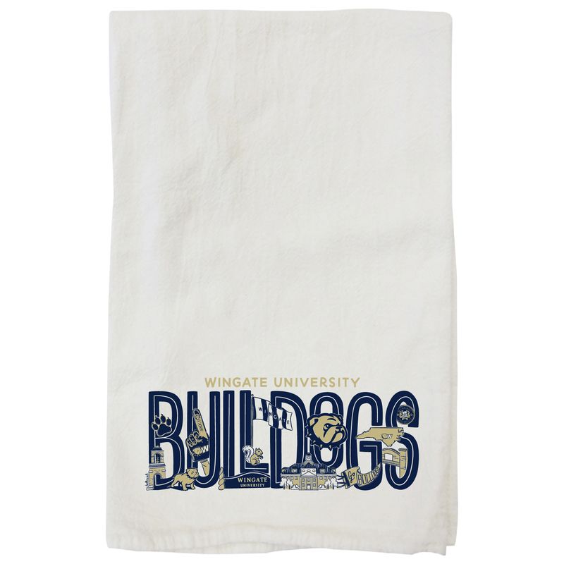 Regina Doodles Art Wingate University Bulldogs 100% Organic Cotton Tea Towel