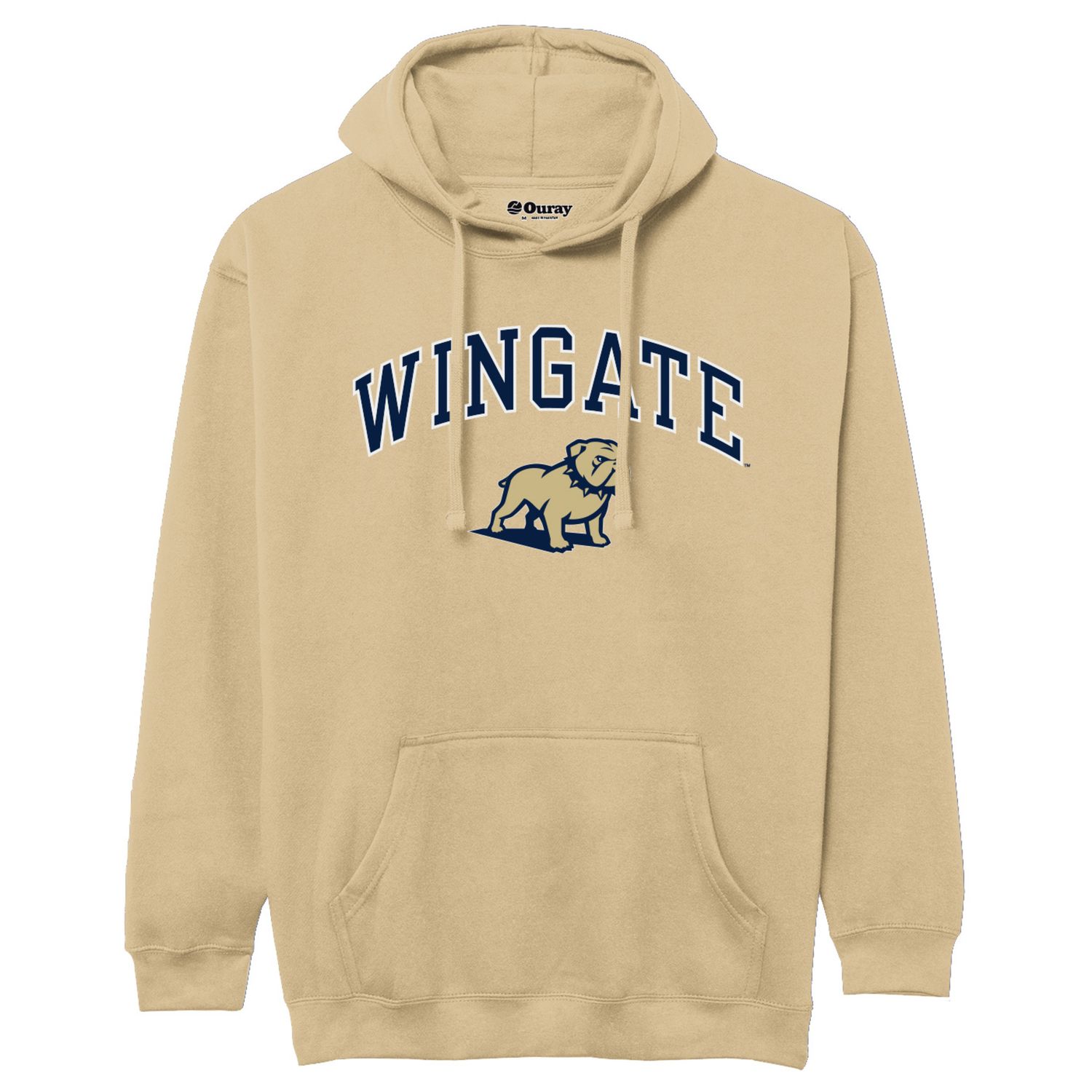 Vegas Gold Full Standing Dog Bulldogs Est 1896 Wingate University Pigment Dyed Hoodie, Size: SM