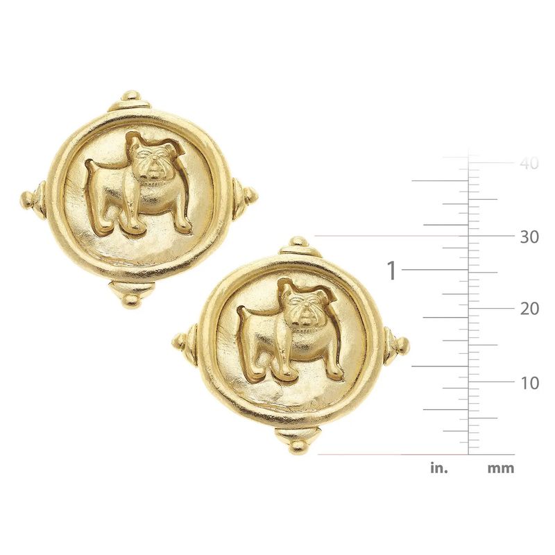 Gold Bulldog Pierced Earrings