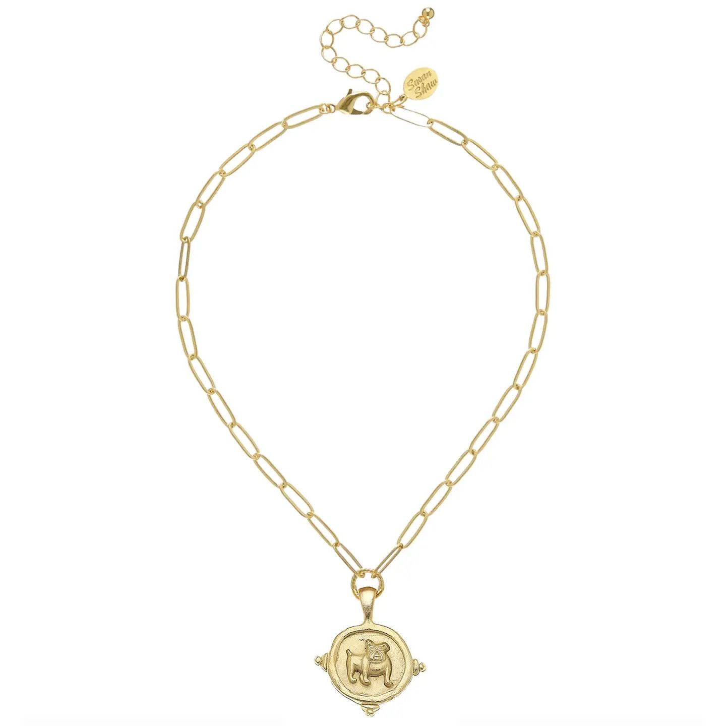 Gold Bulldog Paperclip Adjustable Necklace