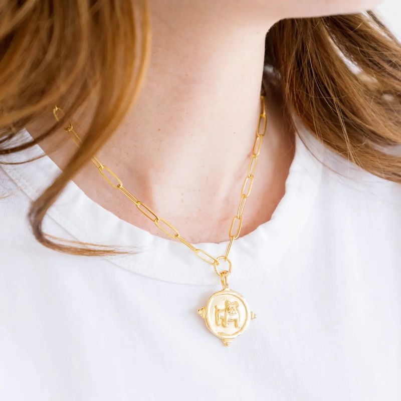 Gold Bulldog Paperclip Adjustable Necklace