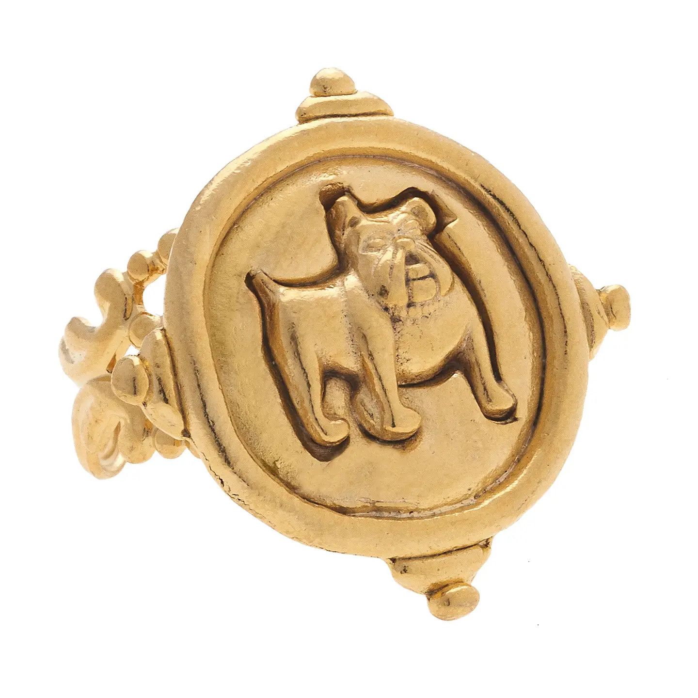 Gold Handcast Bulldog Adjustable Ring