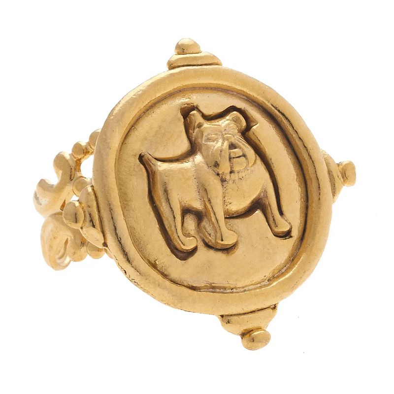 Gold Handcast Bulldog Adjustable Ring
