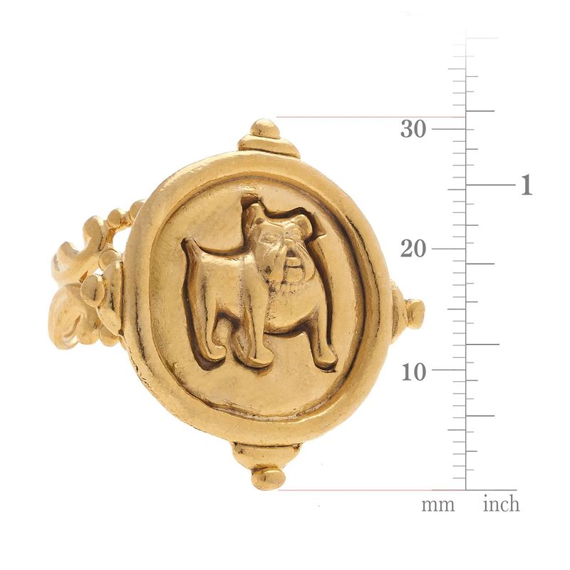 Gold Handcast Bulldog Adjustable Ring