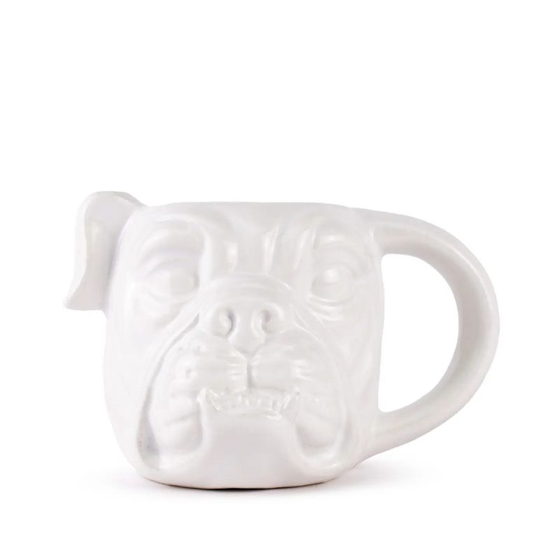 16oz White  Bulldog Shaped Mug