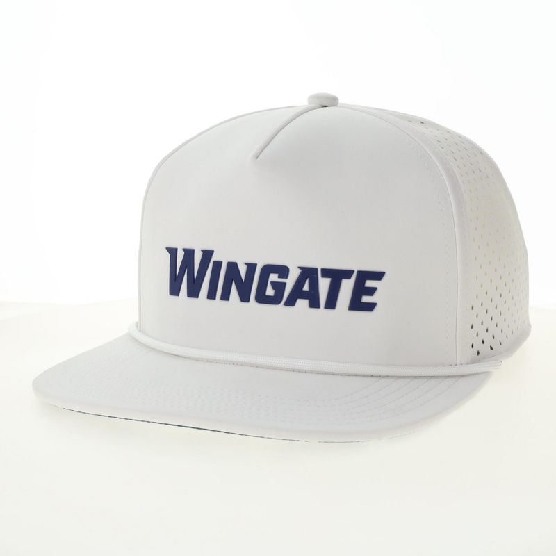 White Wingate Vinyl Patch 5 Panel Mid Pro Ventilated Performance Snap Back Hat