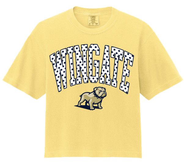 Butter Wingate Polka Dot Full Standing Dog Boxy Crop Short Sleeve T Shirt