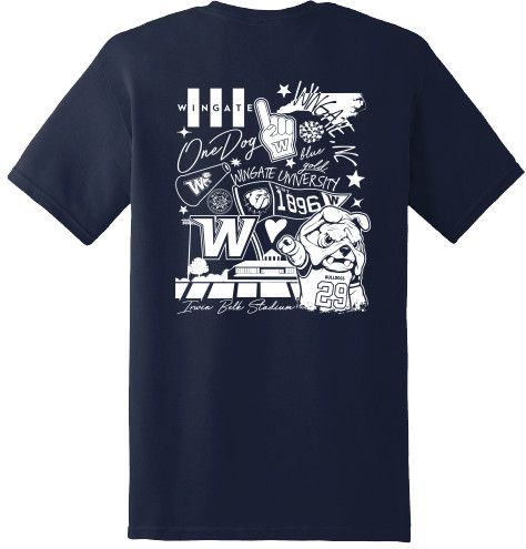 Navy Wingate Athletic Collage Short Sleeve T Shirt