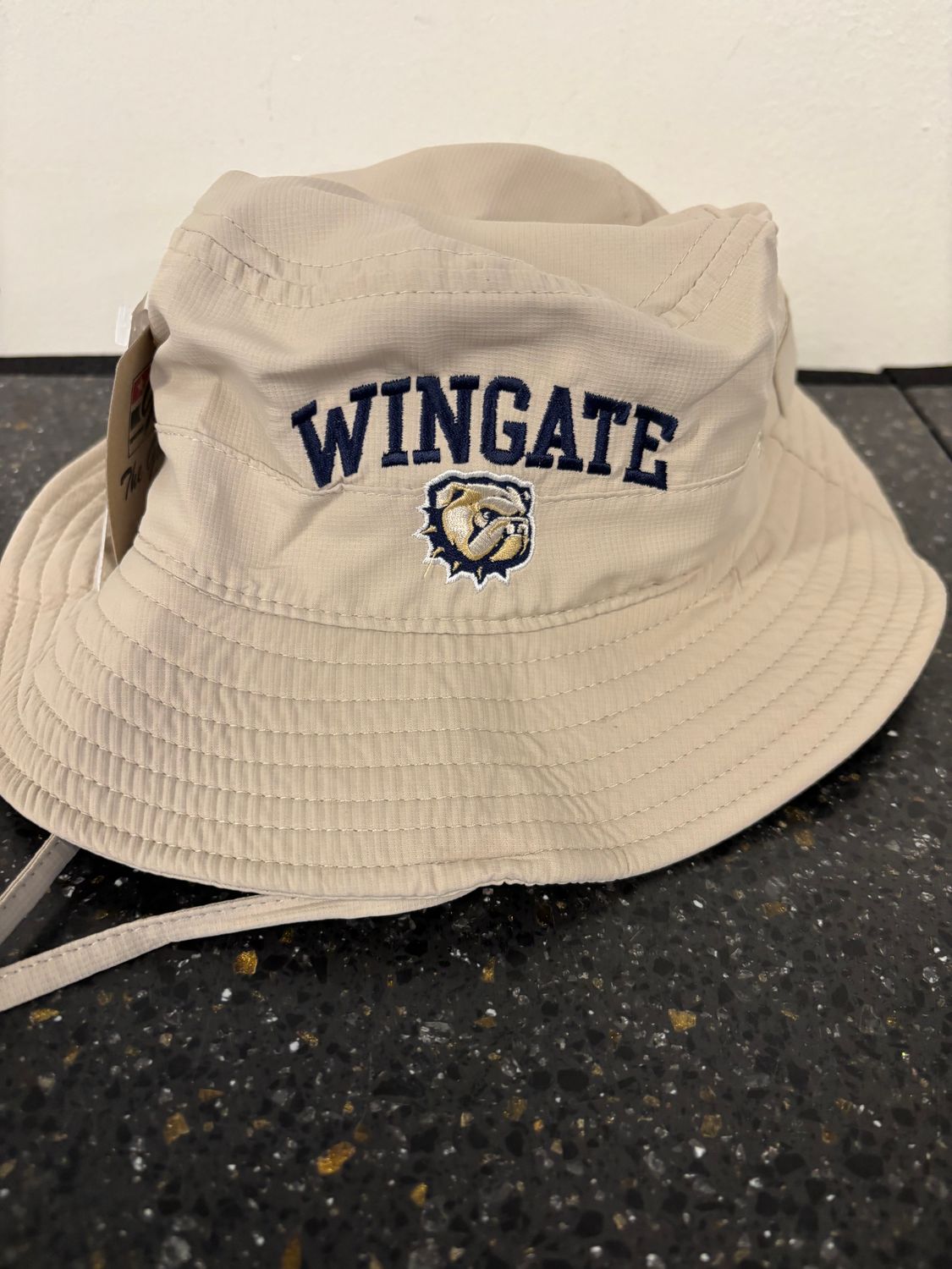 Tan Bucket Hat Navy Wingate Dog Head