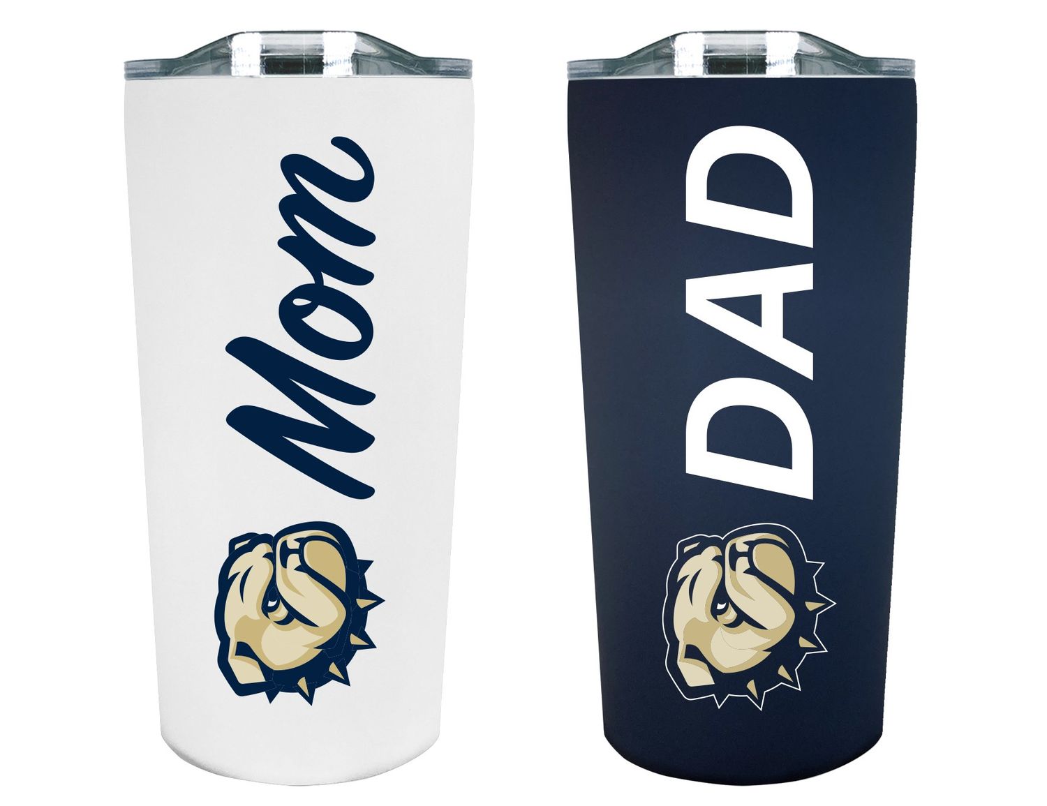 18oz Navy White Mom Dad Soft Touch Tumbler Set