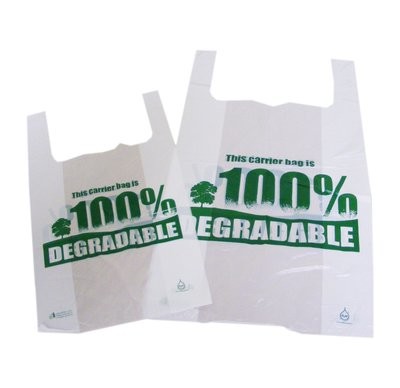100% Degradable Plastic Vest Carrier Bags 275 x 425 x 525mm 16 mu & 325 x 475 x 575mm 18mu