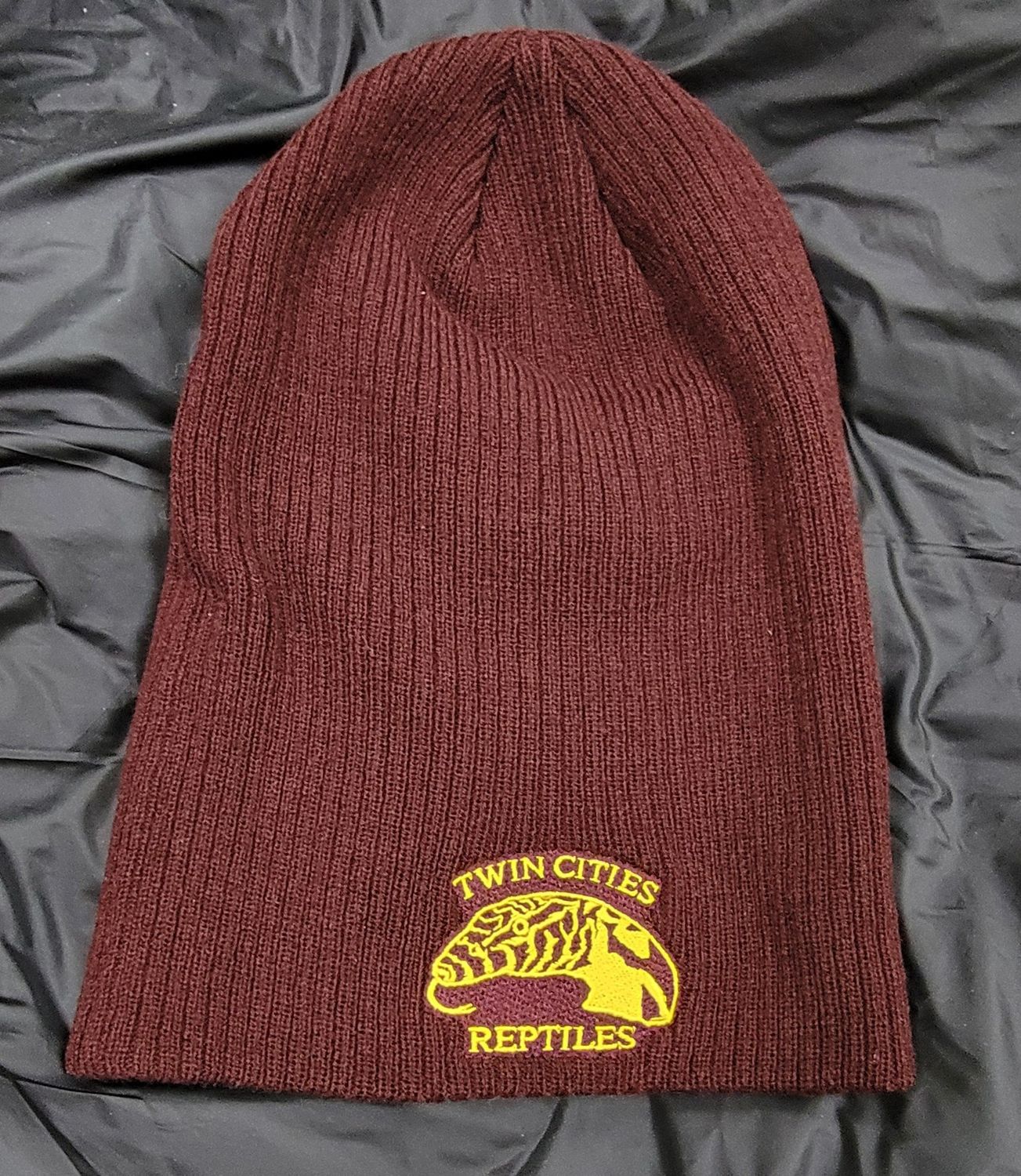 SLOUCHY BEANIE TCR HAT, Colour: Maroon Hat with Yellow Logo