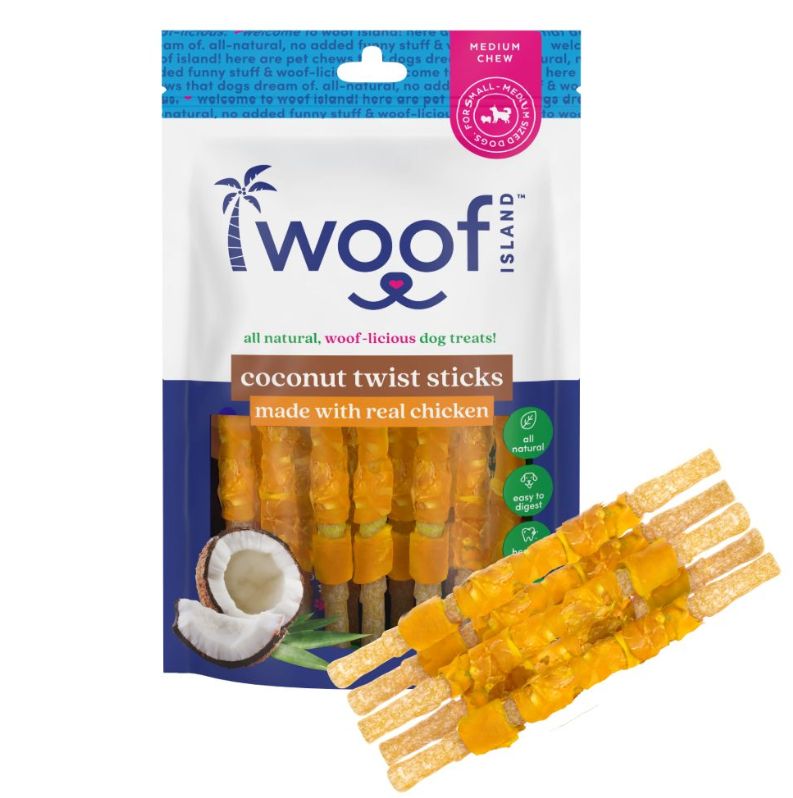 WOOF ISLAND COCONUT TWIST STICKS WITH CHICKEN