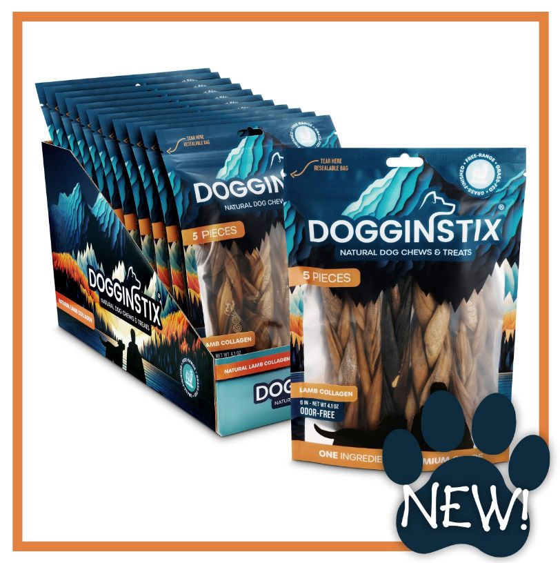 DOGGINSTIX BRAIDED LAMB COLLAGEN 6" 5 PACK