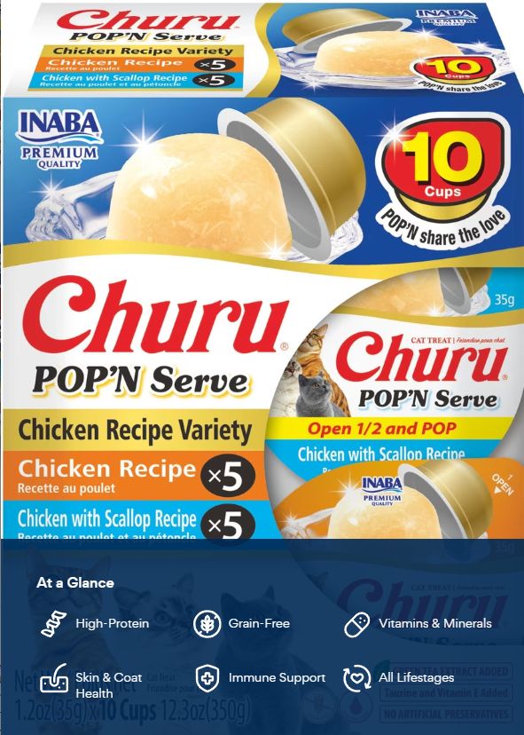 CHURU POP N' SERVE CHICKEN VARIETY PACK 12.3 OZ 10 CT