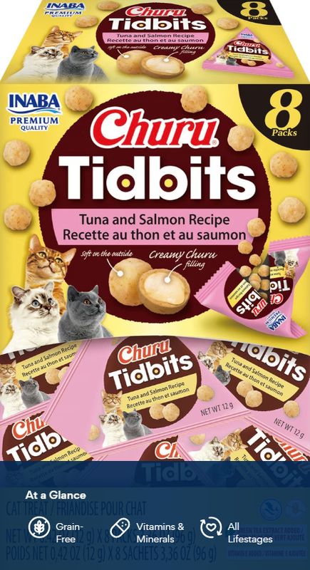 CHURU TIDBITS TUNA AND SALMON CAT TREATS 3.36 OZ