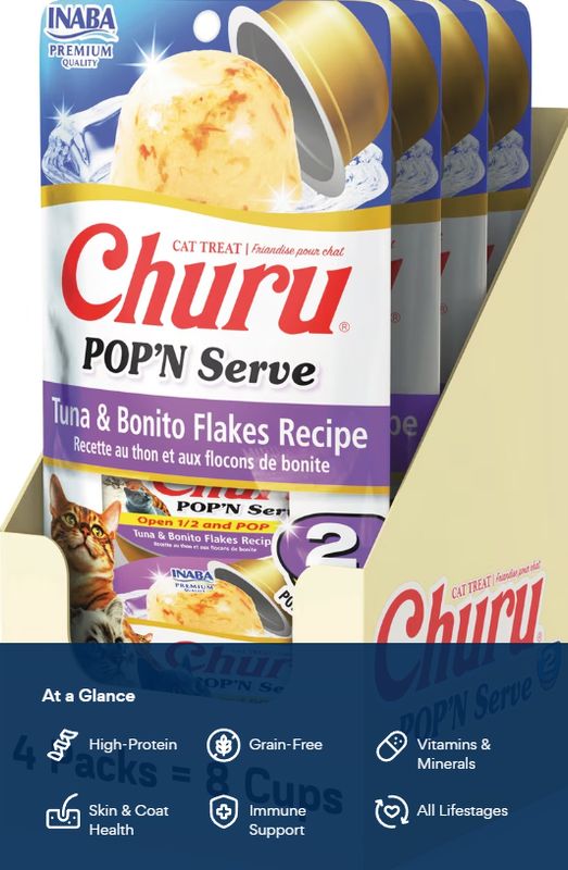 CHURU POP N' SERVE TUNA AND BONITO FLAKE 1.2 OZ 2 CT