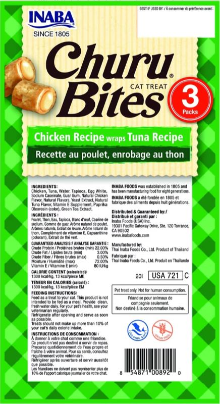 CHURU FUN BITES WRAPS CHICKEN WITH TUNA  RECIPE 1.26 OZ