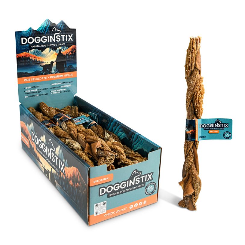 DOGGINSTIX BRAIDED BEEF TRIPE STICKS 12"