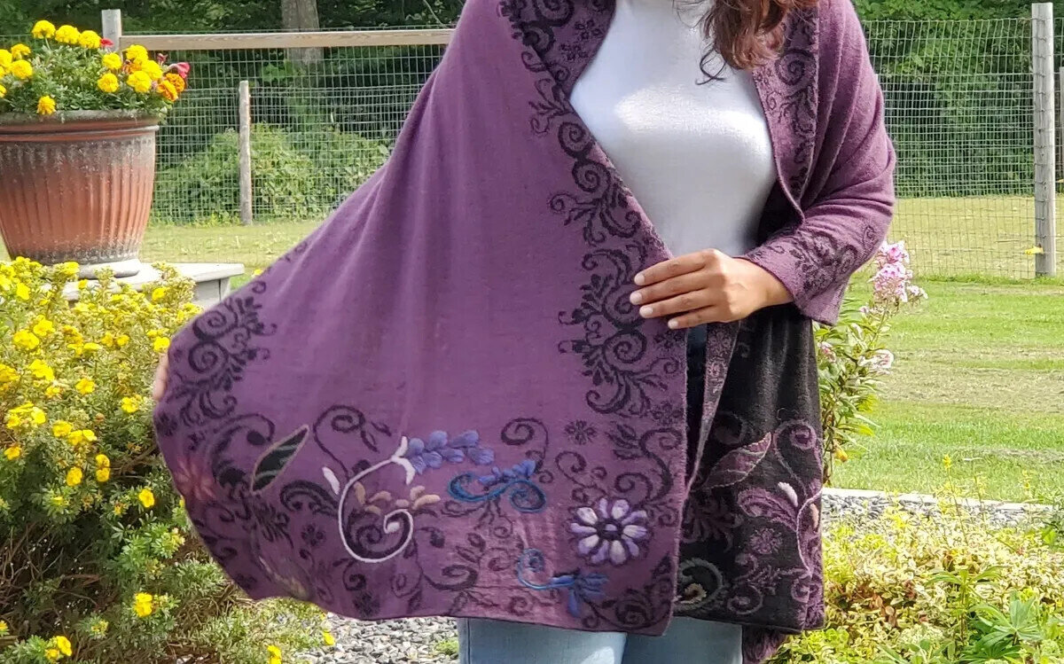 Embroidered Alpaca Shawl