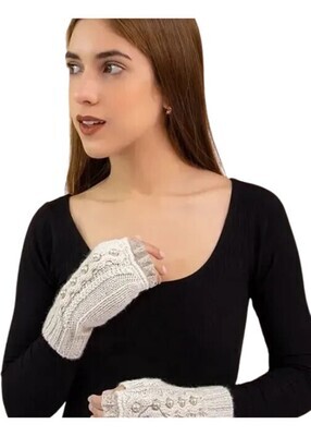 Pearl Alpaca Fingerless Gloves