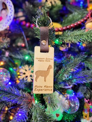 Wooden Keychain Birch Leather Strap