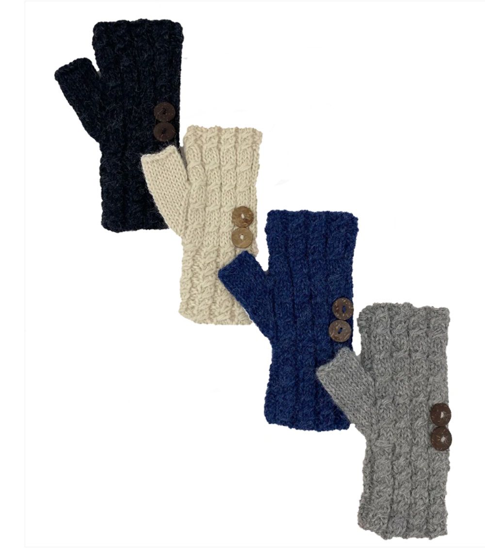 Cable Knit Button Gauntlet
