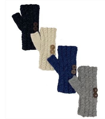 Cable Knit Button Gauntlet