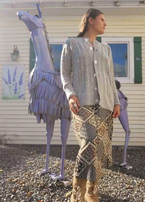 Cross Stitch Alpaca Cardigan