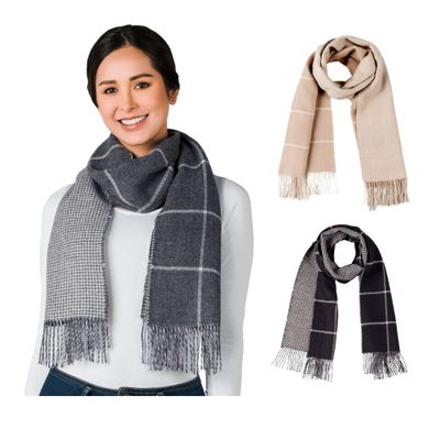 Windowpane Two-Sided Baby Alpaca Scarf